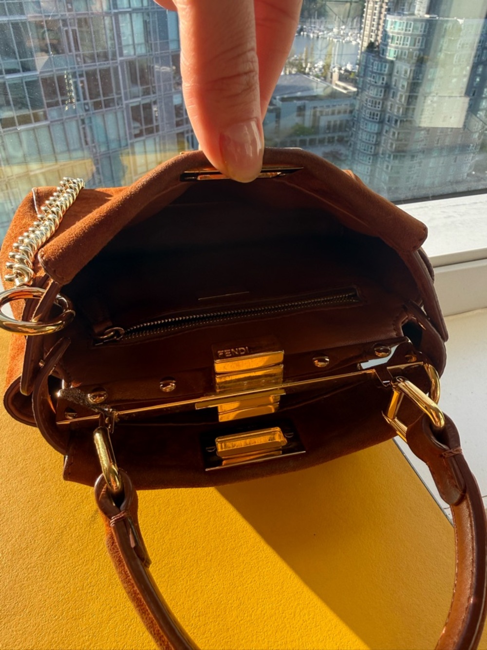 Authentic Fendi Peekaboo Suede Bag w Strap - Picture 8 of 11